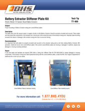 Tech Tip-909: Battery Extractor Stiffener Plate Kit